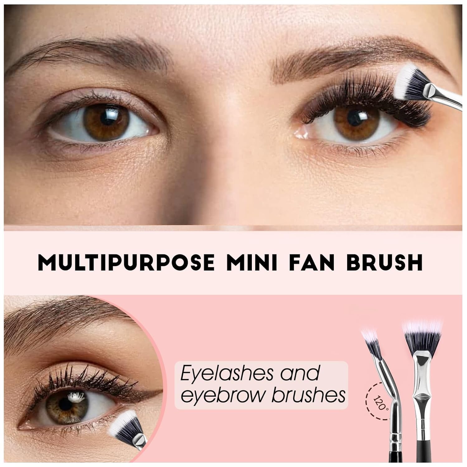 MAYCREATE Eyebrow Brush, Folding Angle Scalloped Lash Brush, Mascara Fan Brush for Upper Lower Eye Lash, Multifunctional Angled Fan Shaped Eyelash Brush Lash Wand Brush Makeup Tool MAYCREATE Eyebrow Brush, Folding Angle Scalloped Lash Brush, Mascara Fan Brush for Upper Lower Eye Lash, Multifunctional Angled Fan Shaped Eyelash Brush Lash Wand Brush Makeup Tool
